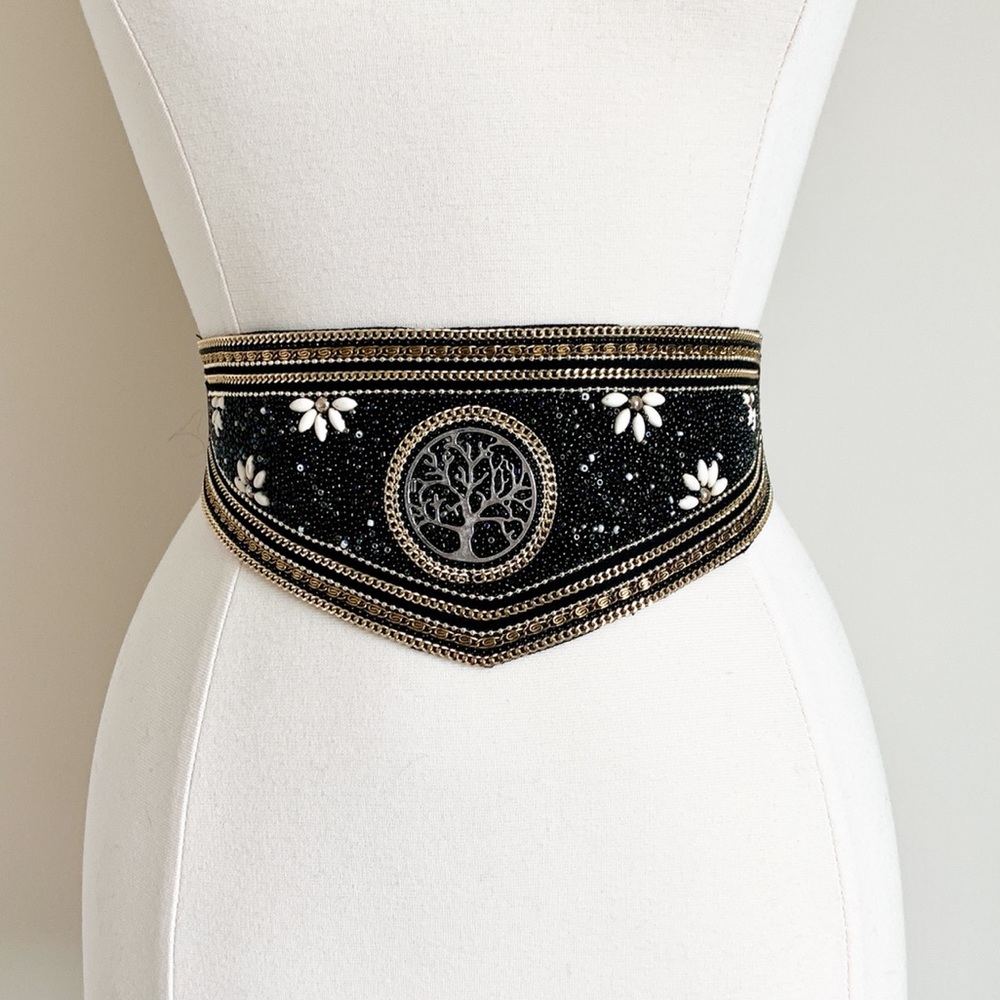 MANDY Western Gypsy Boho Belt 25-33” BLACK